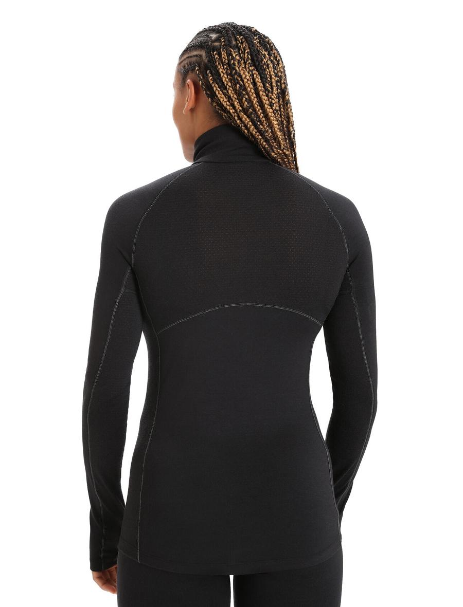 Base Layers Icebreaker BodyfitZone™ Merino 200 Zone Thermal Long Sleeve Half Zip Top Damskie Czarne | PL 1080WNBY